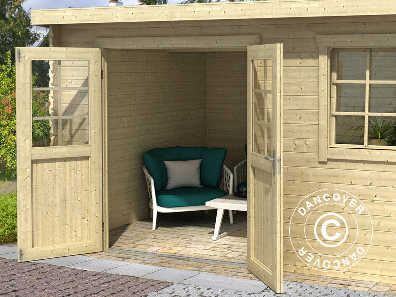 Wooden Shed Asker 3.8x2.75x2.11 m, 28 mm, 10.09 m², Natural