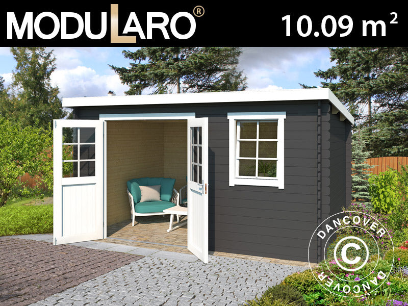 Puinen vaja Asker 3,8x2,75x2,11m, 28mm, 10,09m², Tummanharmaa