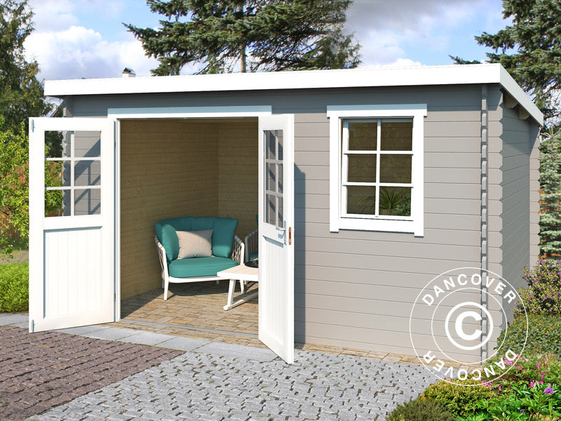 Holzschuppen Asker 3,8x2,75x2,11m, 28mm, 10,09m², Hellgrau