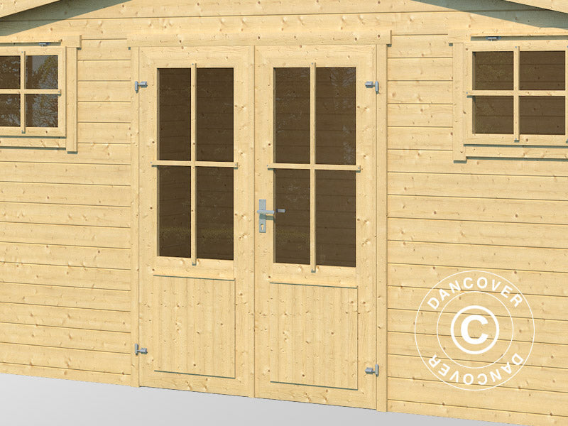 Wooden shed, cabin Sandvika 4.8x2.92x2.45 m, 28 mm, 13.59 m², Natural