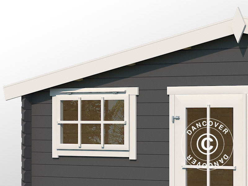 Wooden shed, cabin Sandvika 4.8x2.92x2.45 m, 13.59 m², 28 mm, Dark Grey