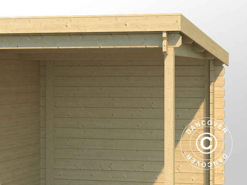 Wooden Shed Tartu w/ overhang 4.81x2.92x2.11 m, 28 mm, 13.6 m², Natural