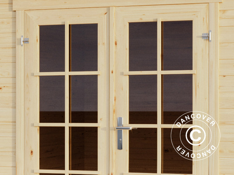 Abri en bois, cabine Riga 4,25x2,8x2,22m, 34mm, 11,3m², Naturel