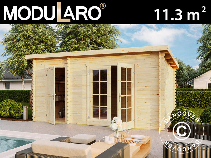 Wooden Shed, cabin Riga 4.25x2.8x2.22 m, 34 mm, 11.3 m², Natural