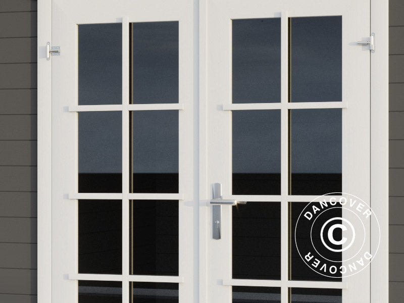 Caseta, cabaña de madera Riga 4,25x2,8x2,22m, 34mm, 11,3m², Gris oscuro