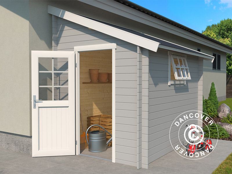 Anbauschuppen aus Holz, Vanda 1,8x2,75x2,68m, 28mm, 4,7m², Hellgrau