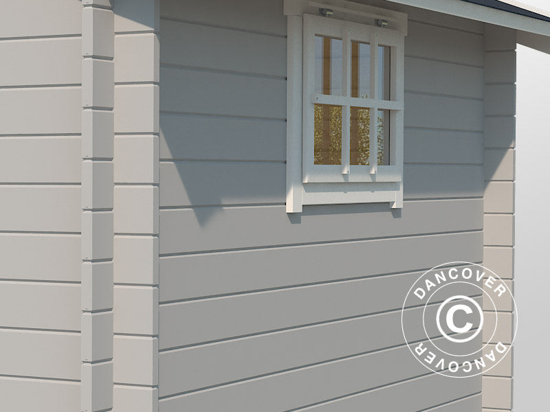 Caseta adosada de madera Vanda 1,8x2,75x2,68m, 28mm, 4,7m², Gris claro
