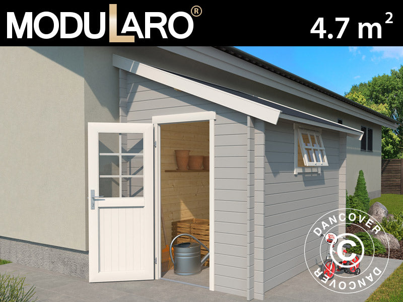 Abri adossé en bois Vanda 1,8x2,75x2,68m, 28mm, 4,7m², Gris clair