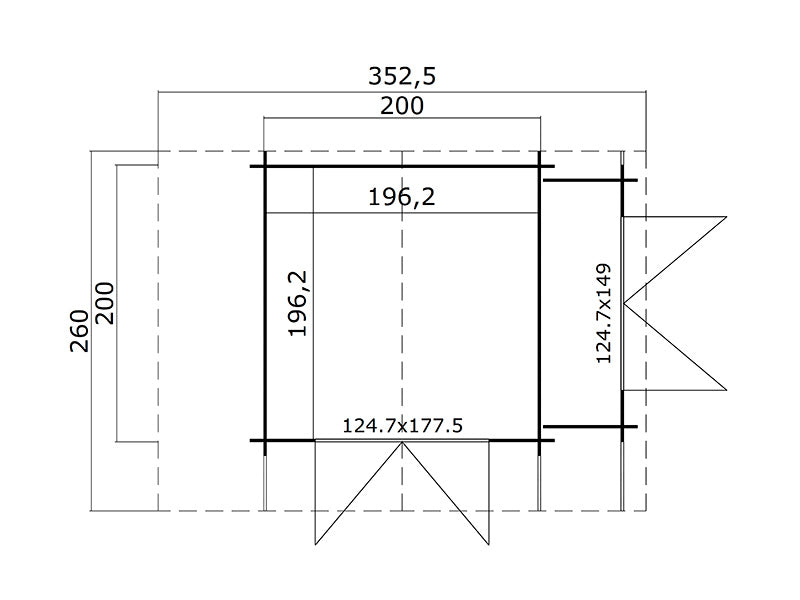 Wooden Shed Moss w/overhang, 3.2x2x2.28 m, 19 mm, 4.87m², Natural