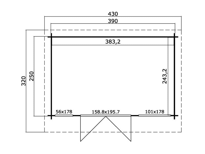 Koka Dārza Māja Lugano 2,5x3,9x2,34m, 34mm, Gaiši Pelēka