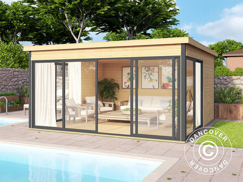 Gartenhaus Geneva, 4,18x4,18x2,39m, 44mm, Naturbelassen