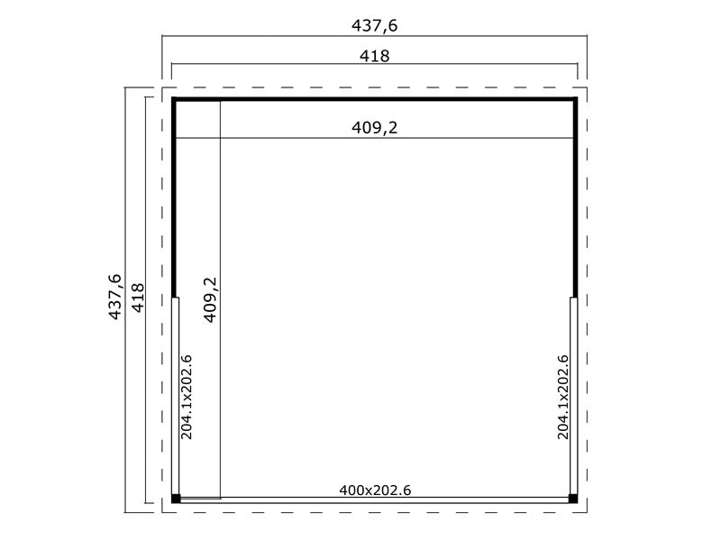 Gartenhaus Geneva, 4,18x4,18x2,39m, 44mm, Naturbelassen