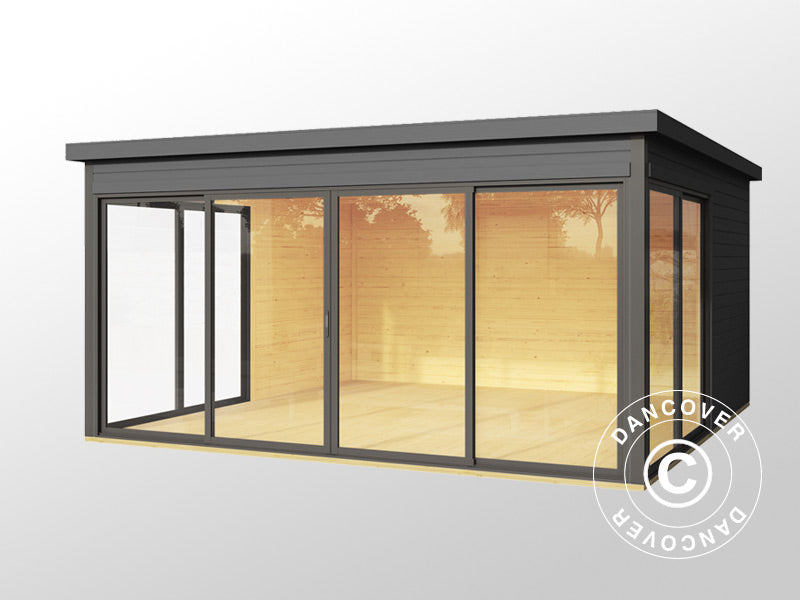 Medinis namelis Geneva, 4,18x4,18x2,39m, 44mm, Tamsiai pilka