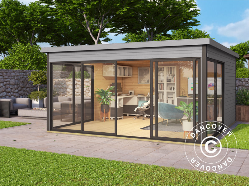 Gartenhaus Geneva, 4,18x4,18x2,39m, 44mm, Hellgrau