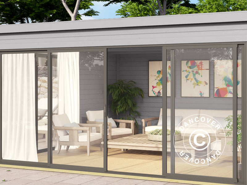 Casetta in legno Geneva, 4,18x4,18x2,39m, 44mm, Grigio Chiaro