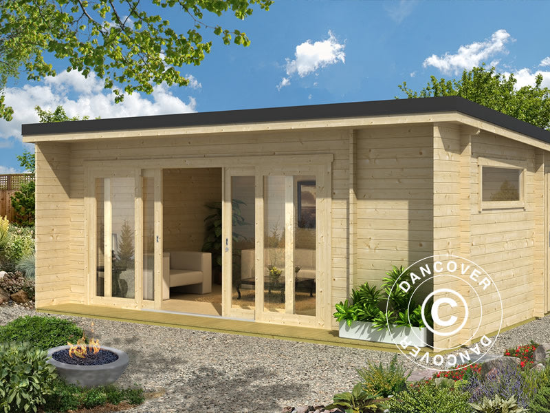 Gartenhaus Milano, 6,08x3,9x2,45m, 44mm, Naturbelassen