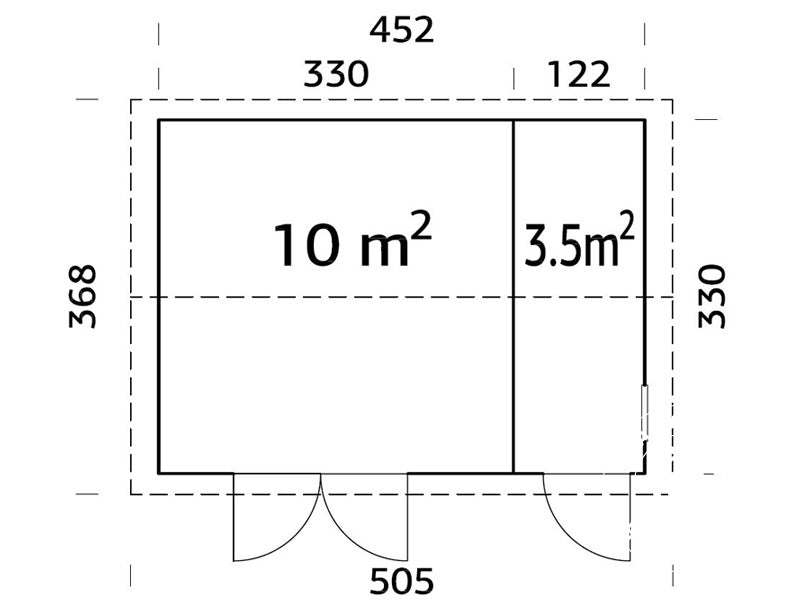 Holzschuppen mit Bodenbelag, 4,52x3,3x2,61m, 13,5m², Natur