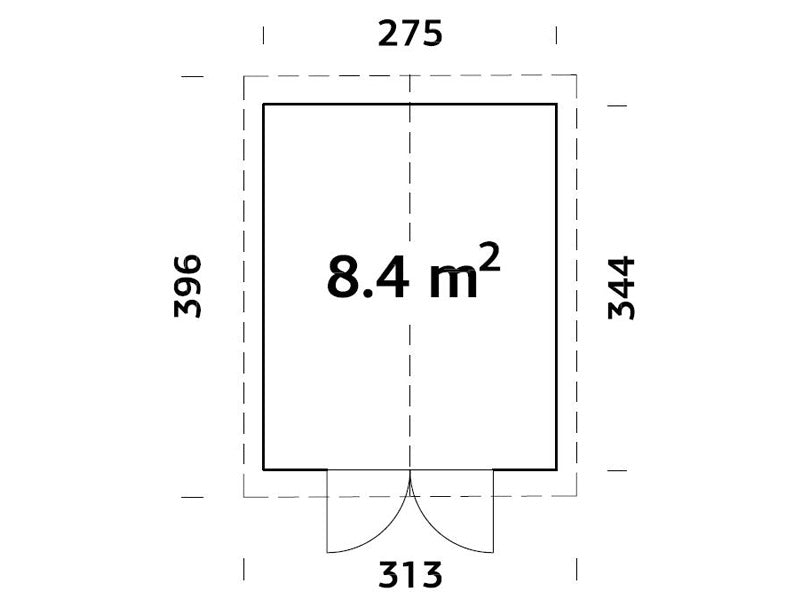 Koka šķūnis ar grīdu, 2,75x3,44x2,67m, 8,4m², Dabīgs