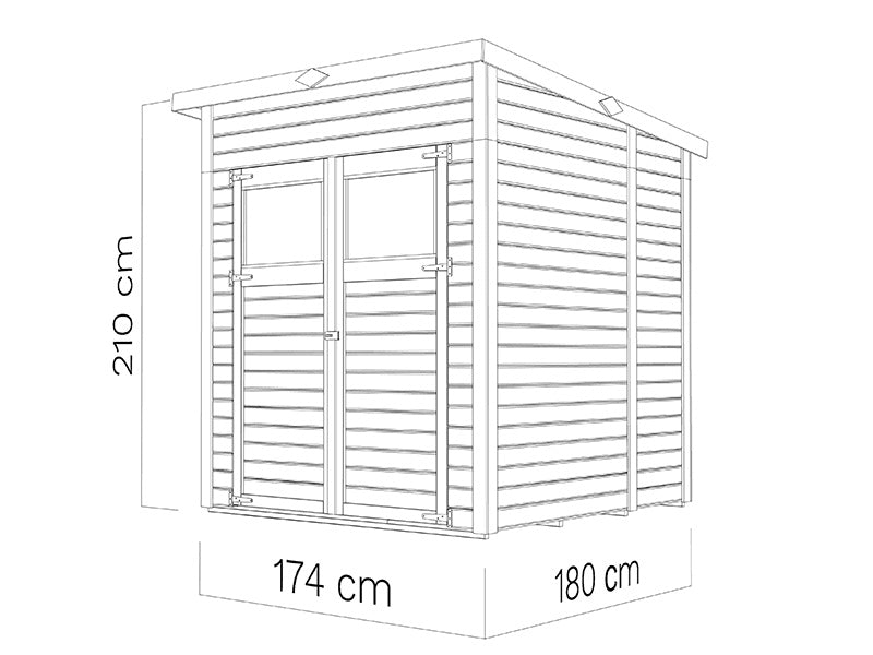 Houten tuinhuisje, Bertilo Amrum 2, 1,74x1,8x2,1m, 3,13m²