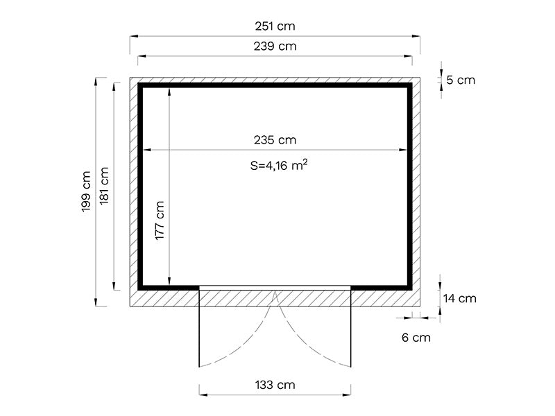 Wooden Shed, Bertilo Timmo 4, 2.39x1.81x2.1 m, 4.32 m², Anthracite