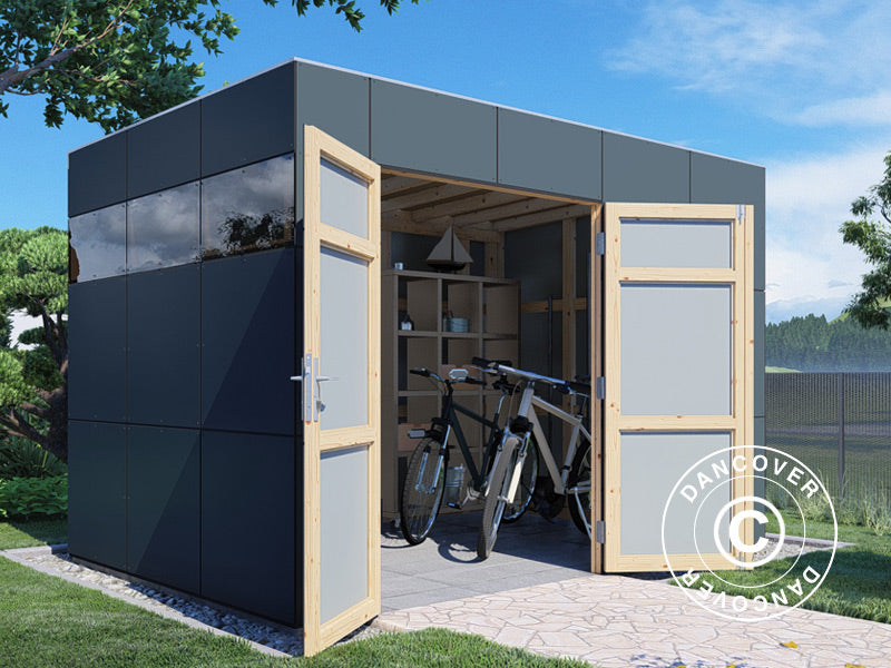 Wooden Shed, Bertilo HPL 2, 3.45x2.28x2.3 m, 7.86 m², Anthracite/Grey