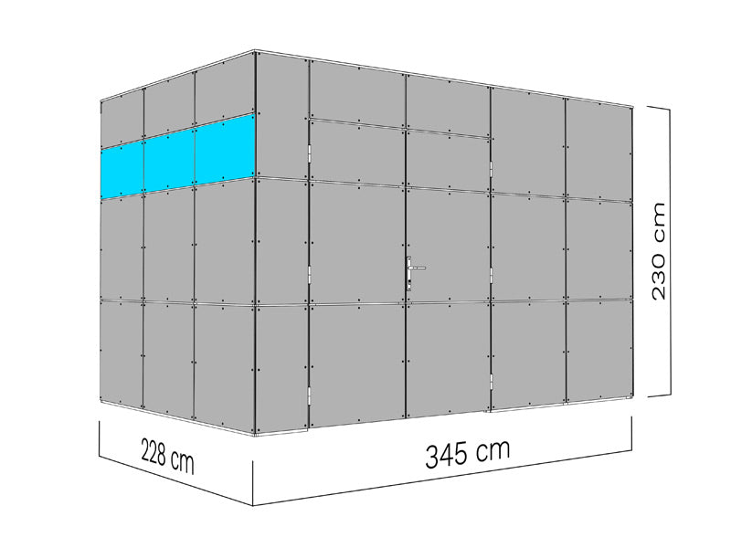 Wooden Shed, Bertilo HPL 2, 3.45x2.28x2.3 m, 7.86 m², Anthracite/Grey