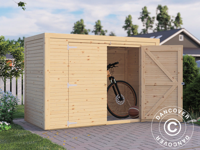 Puinen pyörävaja, Bertilo Box Bike, 2,07x1,03x1,43m, 2,1m², Luonnonväri