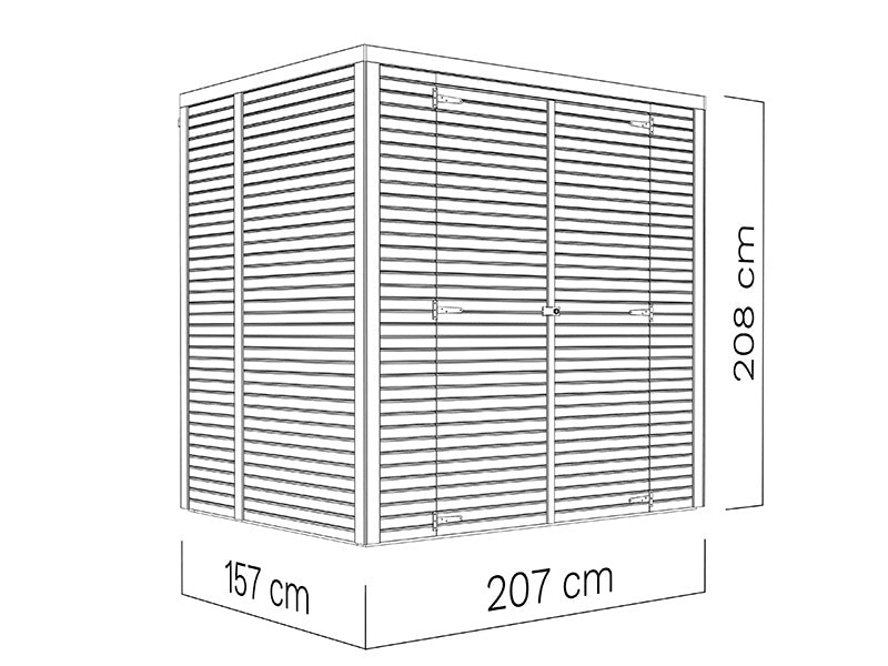 Wooden shed, Bertilo Cubico 2, 2.07x1.57x2.08 m, 3.2 m², Natural