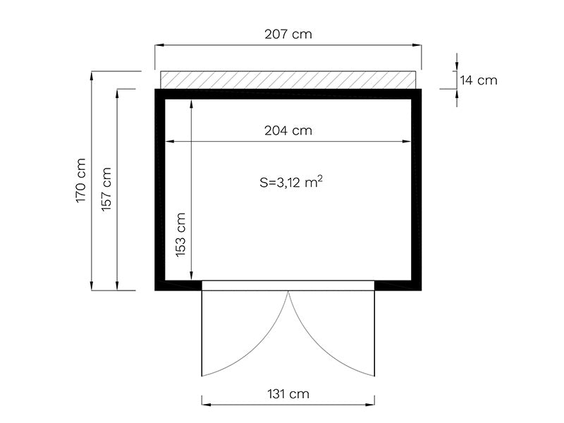 Holzschuppen, Bertilo Cubico 2, 2,07x1,57x2,08m, 3,2m², Natur
