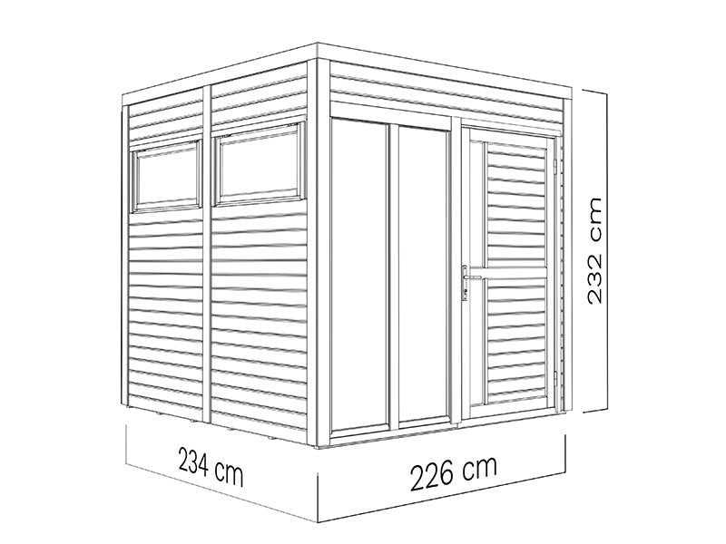 Cabane en bois, Bertilo Cubus 2O, 2,26x2,34x2,32m, Anthracite