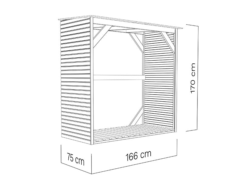 Wood Storage, Bertilo Fineline 2, 1.66x0.75x1.7 m, Natural