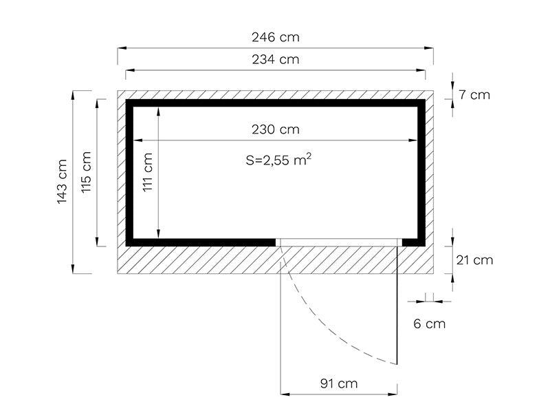Holzschuppen, Bertilo Pentus 1, 2,34x1,15x2,33m, 2,55m², Grau