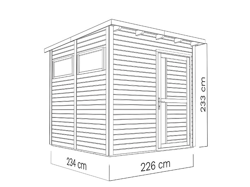 Houten tuinhuisje, Bertilo Pentus 2, 2,26x2,34x2,33m, 5,1m², Naturel
