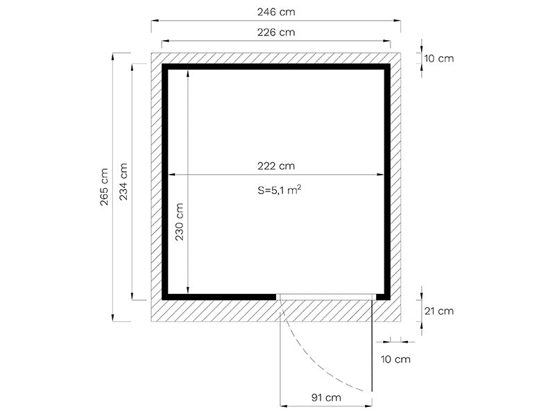 Wooden cabin, Bertilo Pentus 2O, 2.26x2.34x2.33 m, Natural