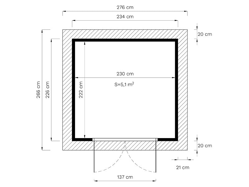 Gartenhaus, Bertilo Teahouse, 2,34x2,26x2,65m, Natur