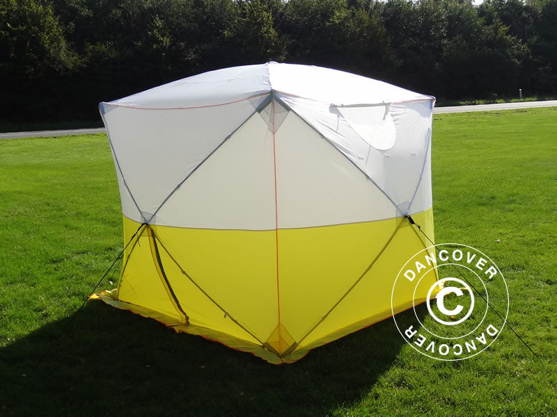 Work tent, FleXshelter PRO+, 1.8x1.8x2 m, PVC, Flame-retardant, Yellow/White