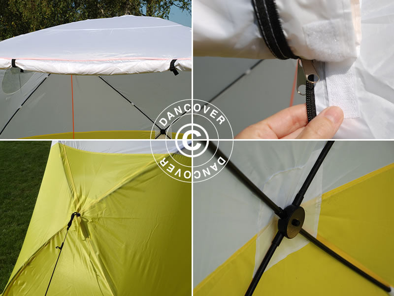 Radni šator, FleXshelter Basic+, 2,5x2,5x2m, Otporan na plamen, Žuta/Bijela