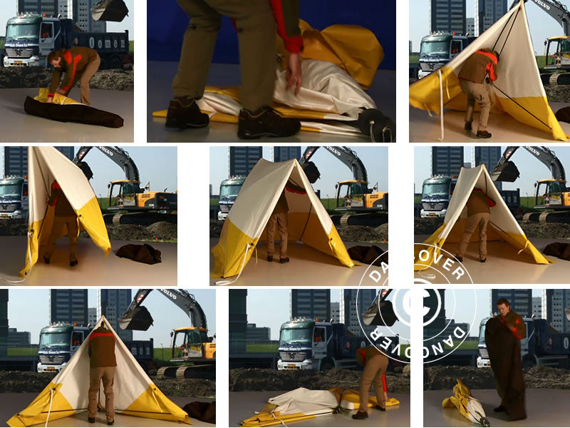 Darbo Palapinė, FleXshelter PRO, Type PZ, 1,7x1,8x1,65m, Balta/Geltona