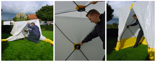 Arbeitszelt, FleXshelter PRO, Type 5S, 2,1x2,1x2m, Weiß/Gelb