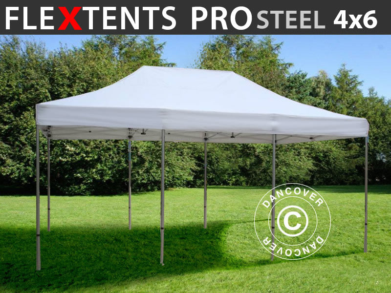 Brzo sklopivi paviljon FleXtents PRO Steel 4x6m Bijela