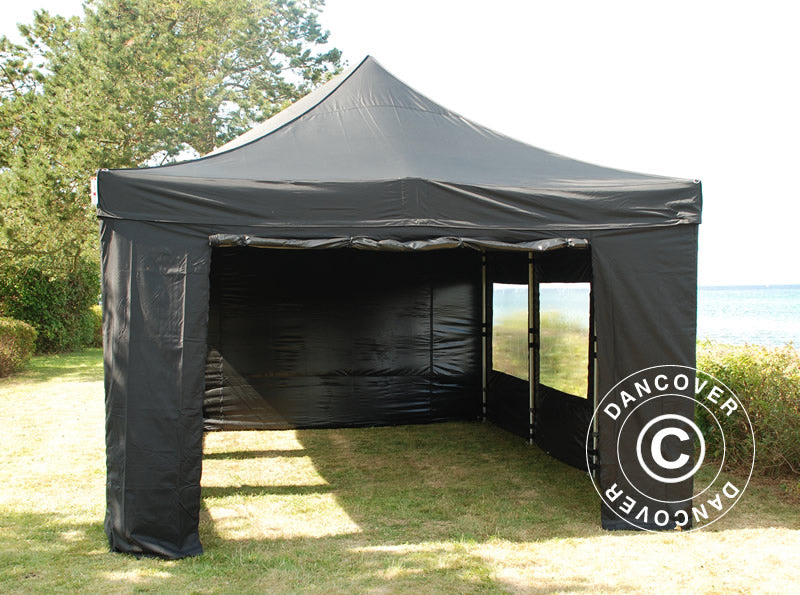 Gazebo pieghevole FleXtents PRO Steel 4x6m Nero, inclusi 8 fianchi
