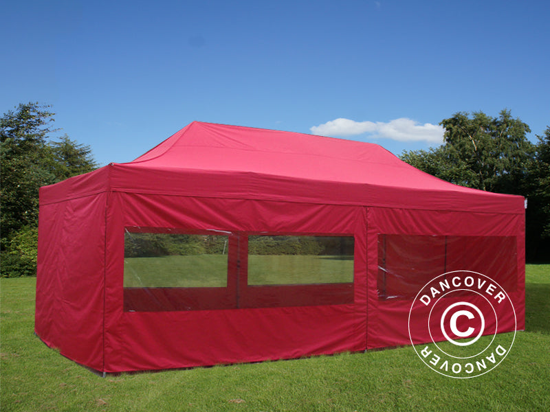 Pop up gazebo FleXtents PRO Steel 4x8 m Red, incl. 6 sidewalls
