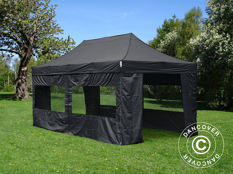 Pop up gazebo FleXtents PRO Steel 4x8 m Black, incl. 6 sidewalls