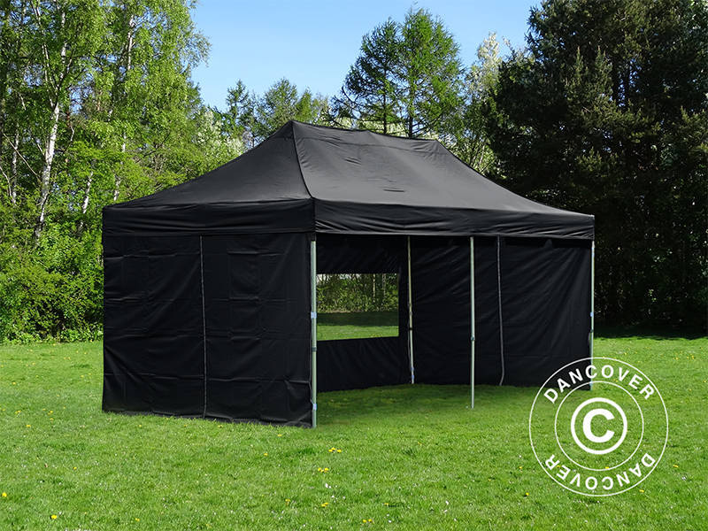 Pop up gazebo FleXtents PRO Steel 4x8 m Black, incl. 6 sidewalls