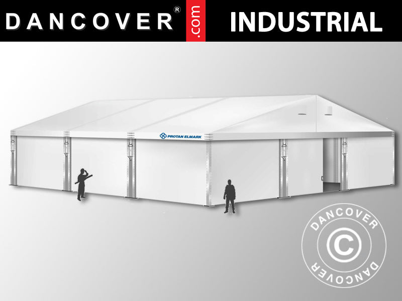 Magazzino Industriale Alu 12x12x5,42m con portone scorrevole, PVC, Bianco