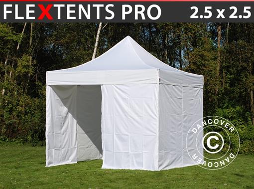 Quick-up telt FleXtents PRO 2,5x2,5m Hvit, inkl. 4 sider