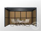 Louvre wall f/bioclimatic pergola gazebo San Pablo, 0.90x2.175 m, Wood Finish/Black