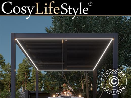 Tira de luces LED para cenador de pérgola San Pablo 3x4m, 4 unidades, Blanco cálido