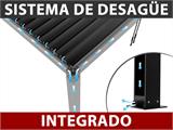 Cenador pérgola bioclimática San Pablo con puertas correderas, 4x5,8m, Negro/Blanco