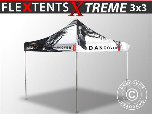 Namiot ekspresowy FleXtents Xtreme 50 z pełnym zadrukiem cyfrowym, 3x3m